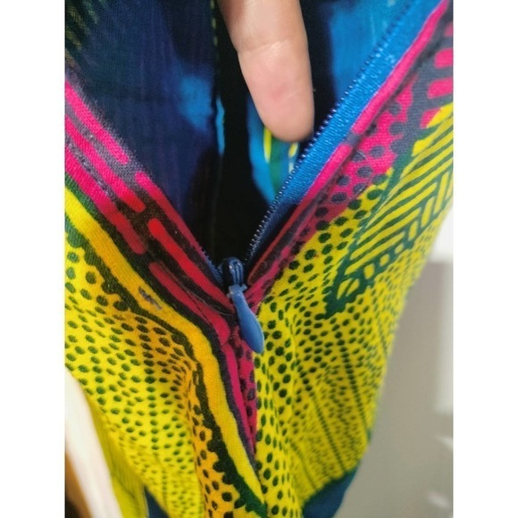 Handmade dress bright multi-color sleeveless maxi dress medium to large - Picture 5 of 7